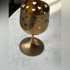 Vintage Brass votive candle holder with cut out hearts